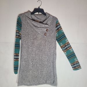 Style Rack Grey and Pattern Long Sleeve Shirt Size Small